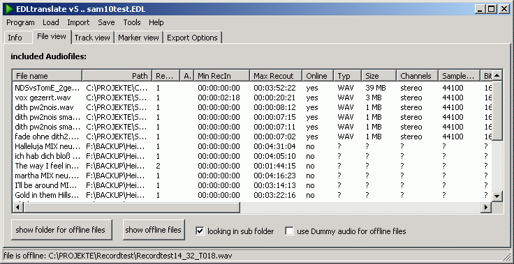 screenshot of the program