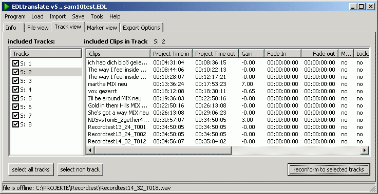 screenshot of the program